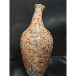 Juan Sanchez Nicaragua Pottery Vase Hand Painted Geometric Curved Neck Signed